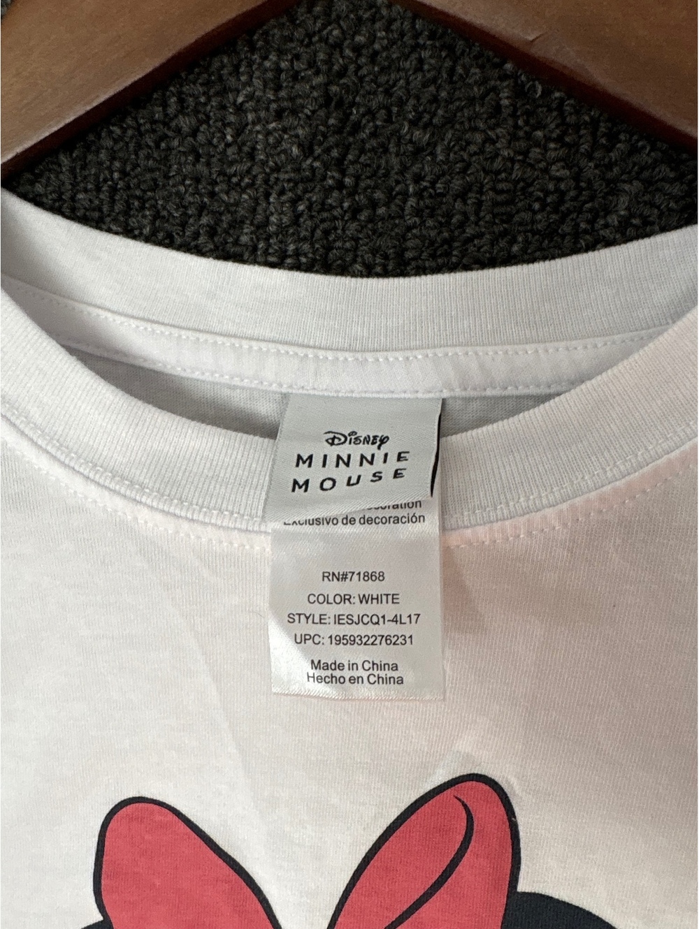 Disney Minnie Mouse White Graphic T-Shirt, Size Large, Cotton Blend size L - Picture 6 of 7
